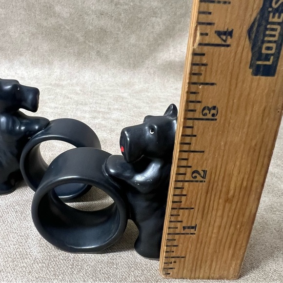 Set 2 Dept 56 Black Scottie Dog Scottish Terrier red ribbon Napkin Rings Japan - Picture 7 of 8